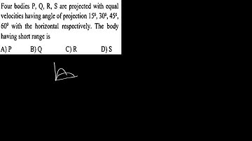 Four bodies P,Q,R,S are projected with equal velocities having angle of projection 15°,30°,45°,60°