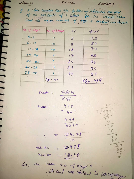 Class 10 Maths Statistics Exercise 13.3