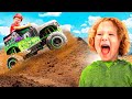 Braxton and Ryder&#39;s Epic Monster Truck Kids Video: Late for School Fun!