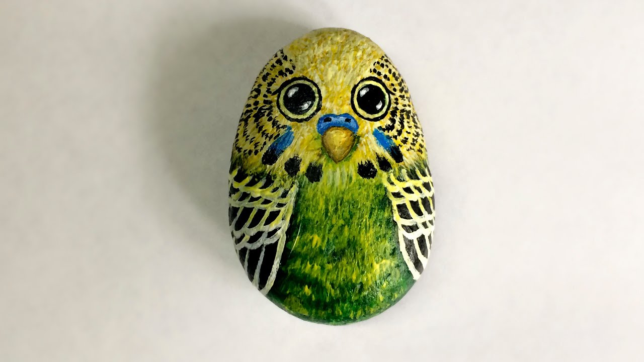How to Paint a Yellow Budgie on a Stone | Rock Painting Tutorial