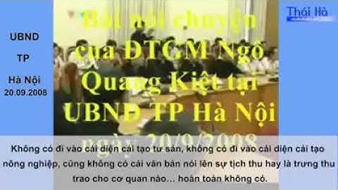 BÀI PHÁT BIỂU CỦA ĐỨC TỔNG GIUSE NGÔ QUANG KIỆT TẠI UBND TP. HÀ NỘI ( 20.09.2008 )
