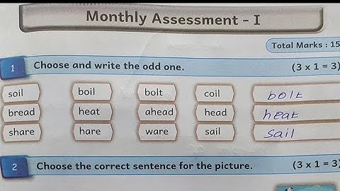 EE 4th standard English term 2 workbook answers monthly assessment - 1