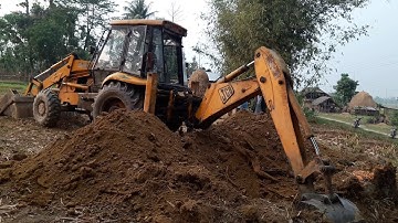 JCB Backhoe Loder Pulling Out Tree Root - JCB Digger VS Tree Root - JCB VIDEO