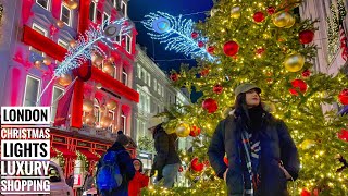 2021 Christmas Lights London| New Bond Street Luxury Christmas Shopping - London Winter Walk[4K HDR]