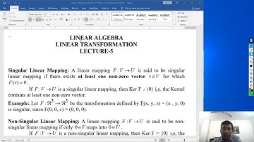 What is singular and non-singular linear mapping?