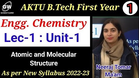 Lec-1 I Unit-1 I Atomic and Molecular Structure I Engg.Chemistry I B.Tech I-Year I Neeraj Tomar mam