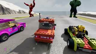 Lego Cars Vs Iron Man 🦾 Hulk 🧟