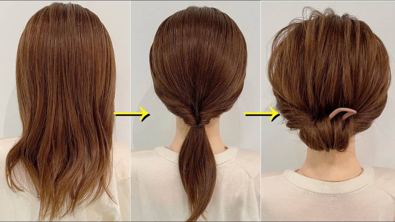 【簪ヘアアレンジ】ミディアムにピッタリの簡単ギブソンタックヘアアレンジやり方 YouTube