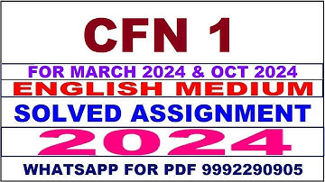 cfn 1 solved assignment 2024 | cfn 1 solved assignment in english 2023-24 | cfn 1 2024