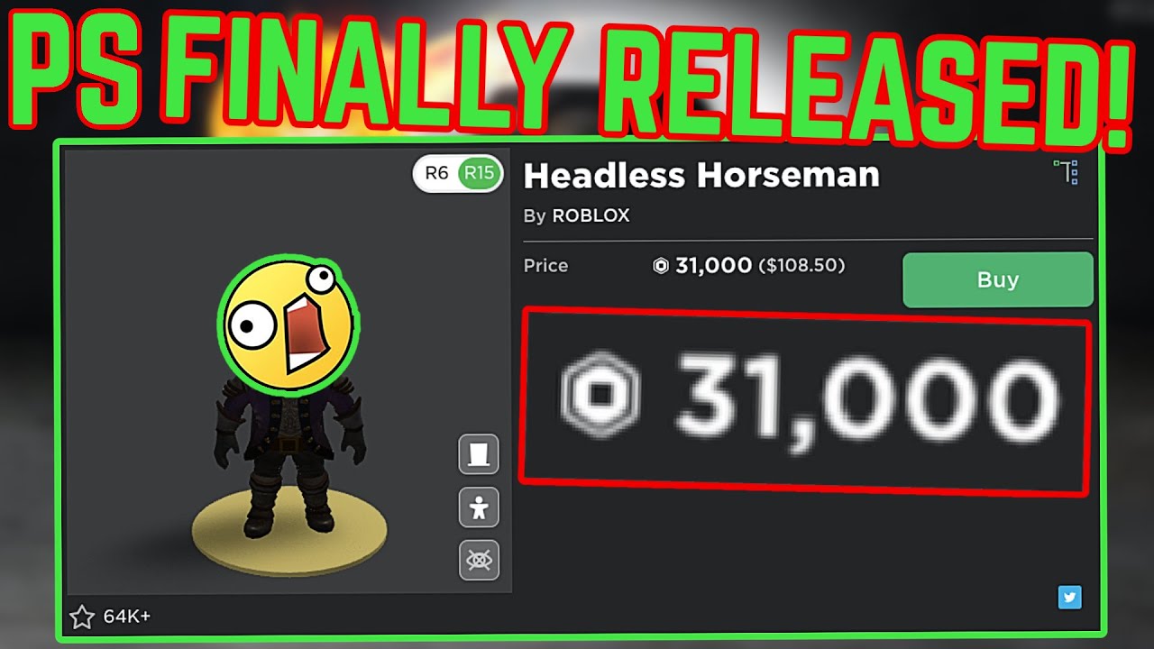 Released Roblox Headless Horseman On Sale Youtube - how to get headless for free in roblox youtube
