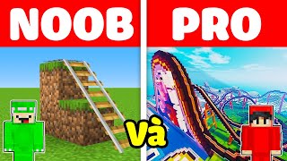 Roz Thử Thách Xây Tàu Lượn Siêu Tốc Noob và Pro Trong Minecraft