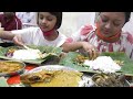 Super duper lunch  hotel sidheshwari ashram  rice with mutton curry  pabda fish best indian food