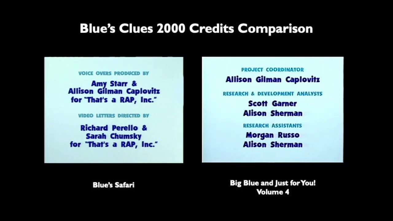 Blue S Clues 2000 Vhs Credits Comparison Youtube