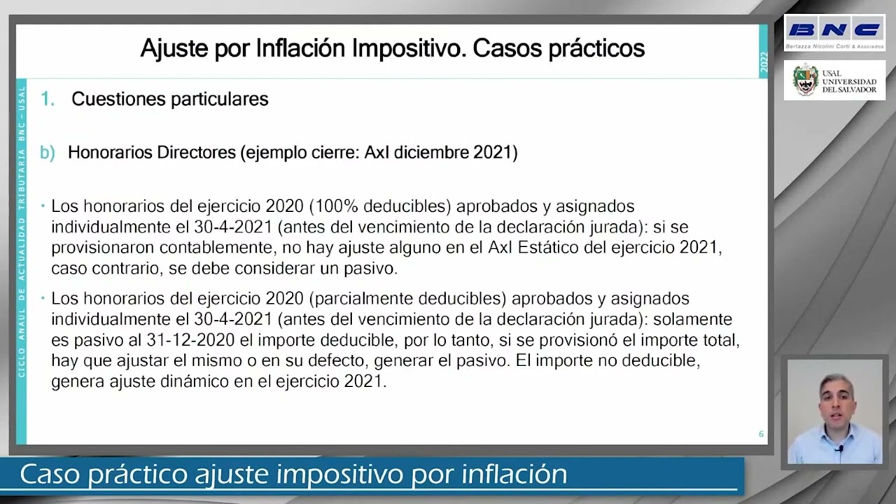 Caso práctico ajuste impositivo por inflación - DIEGO MASTRAGOSTINO - CAAT Julio 2022