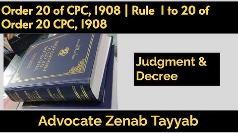 #Order 20 of CPC, 1908 | Judgment & Decree | Rule 1 to 20 of Order 20 of CPC, 1908 .