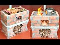 Multi-function wood stove - Made from cement and red brick