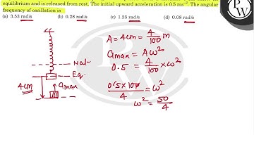 A particle is attached to a vertical spring and is pulled down a distance \( 4 \mathrm{~cm} \) b...