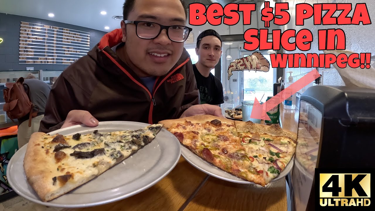 WINNIPEG LOCAL FOOD!! BEST CHEAP EATS 5 PIZZA SLICE IN WINNIPEG