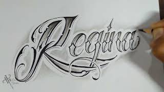 Como Dibujar Lettering Malandro REGINA 👸 Drawing lettering #lettering #letteringmalandro #tattoo