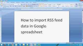How to extract data from RSS feed to Google Spreadsheet