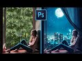 Girl Night City View Photo Manipulation|Photoshop