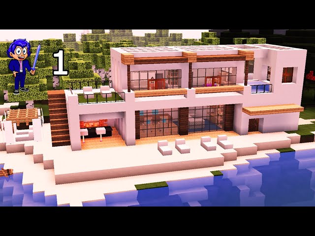 Minecraft: CASA moderna de CONCRETO playa chill 1.19 Tutorial #6✓