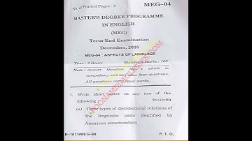 MEG 04 Aspects of Language Question paper december 2025 Poonam Dua IGNOU TEE