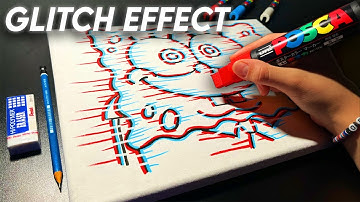 Drawing SpongeBob With Posca Markers! Satisfying Glitch Effect!!