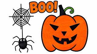 Spooky Halloween Pumpkin dor kids 👻 | Easy Halloween Drawing & painting for Kids