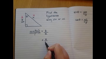 Find the hypotenuse, using cos
