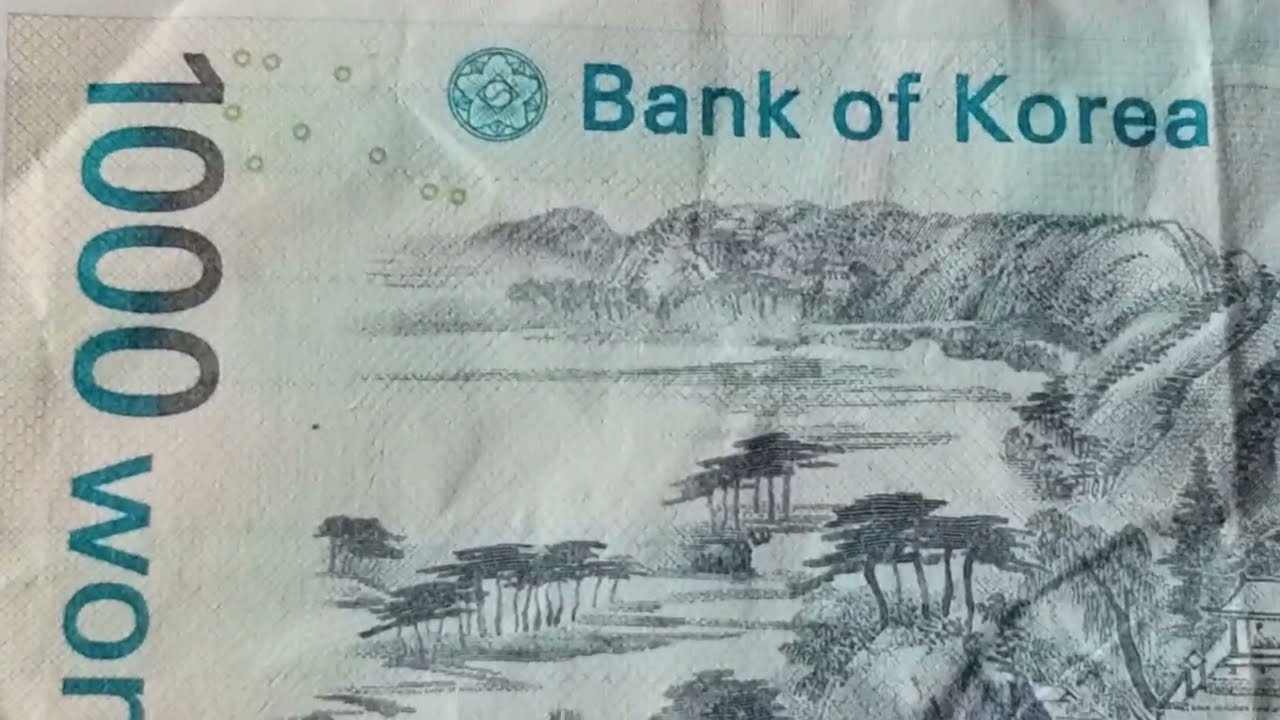 MONEY KOREAN BANKNOTE ONE THOUSAND WON 
