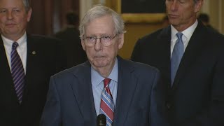 Mitch McConnell freezes up in the middle of a press conference and is escorted away