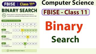 Binary Search for Class 11 Computer Science | Step-by-Step Explanation
