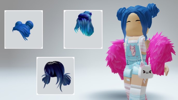 Huge Dark Blue Long Hair With Twin Buns (From LGCo - ROBLOX