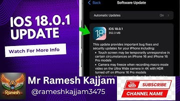 iOS 18.0.1 Update: Bug Fixes, Performance Boost & More! ||By Mr Ramesh Kajjam ||@rameshkajjam3745