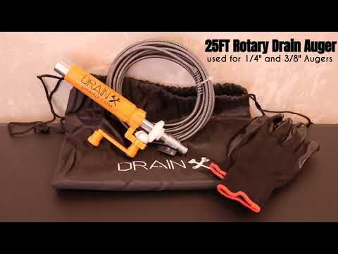 1/4 in. x 25 ft. Drill and Manual Drum Auger with Steel Plumbing Drain  Snake Drain Cleaning Cable to Remove Drain Clogs