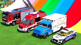 TRACTOR, AMBULANCE , FIRE DEPARTMENT,  GREYDER. MONSTER TRUCKS  - FS 22 - BEAMNG DRIVE