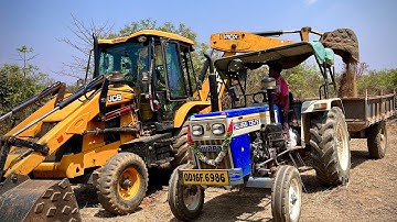 New JCB 3DX Backhoe Loader Loading Mud In Swaraj 735 FE Tractor Trolley | Jcb And Tractor Cartoon |