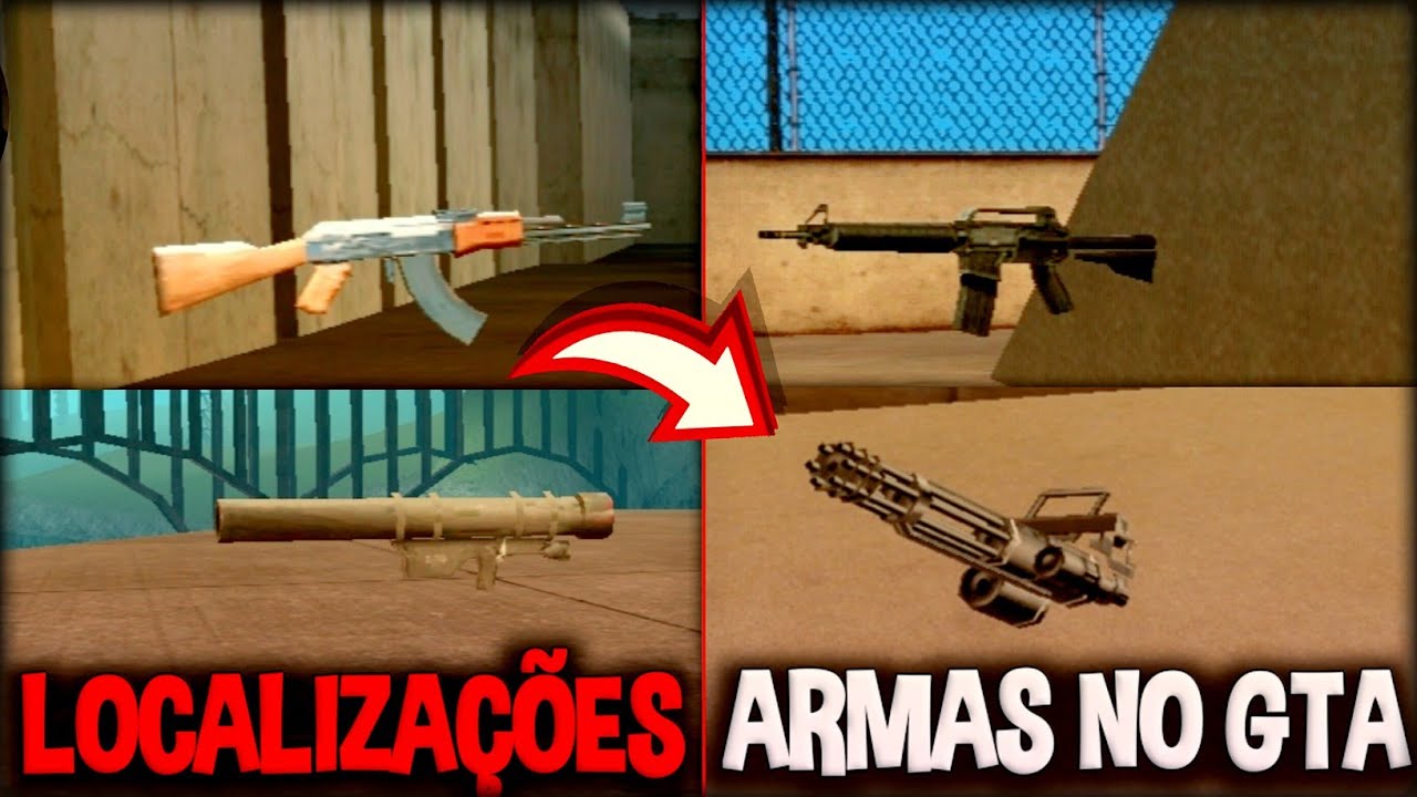 GTA SAN ANDREAS - Coletando as armas brancas e armas de fogo no início do  game sem morrer- 1 de cada 