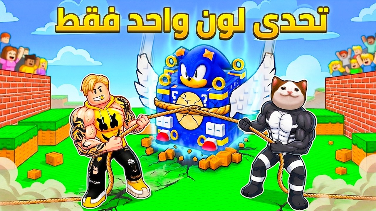 تحدى البرين روت 🟡 الأصفر vs 🔴 الأحمر ..! ضد صديقى البسة فى ماب سحب بلوكات الحظ وتكبير العضلات💪