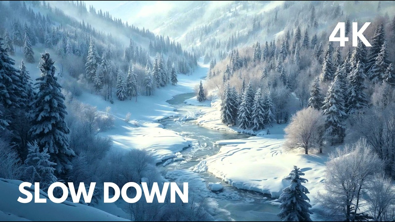 Winter Landscapes in Slow Motion 4K ❄️ Calm Nature Scenery & Relaxing Music
