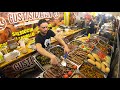 Street food from sicily italy sausages burgers grilled meat cannoli meusa stigghiola