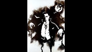 Dracula timelapse - Bela Lugosi - Illustration in black india ink.