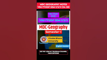 MDC Geography Notes | VBU FYUGP Semester 1/2/3 (2024–28) | All Units PDF - VBU Study Zone #fyugp