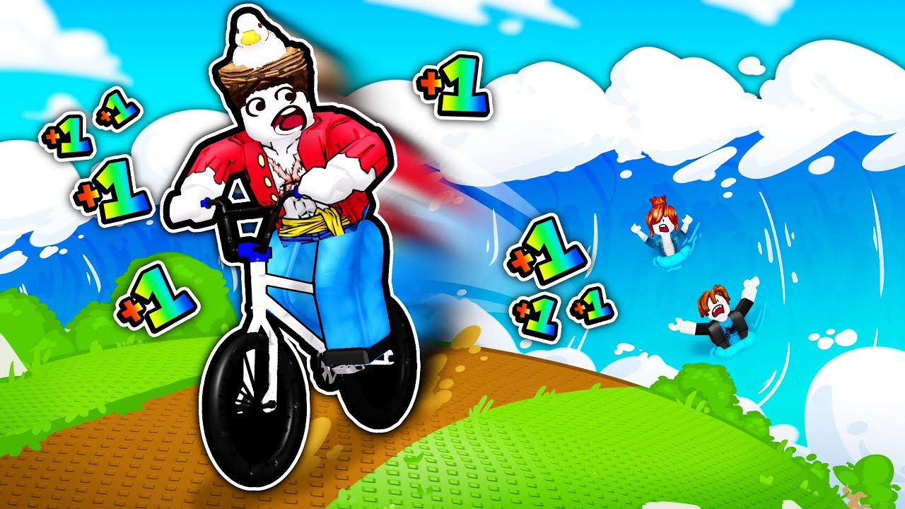 every second I get +1 SPEED to escape TSUNAMI on bike in Roblox