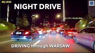 Warsaw I DRIVING through WARSAW Downtown I NIGHT DRIVE I Warszawa I 4K I 60 fps