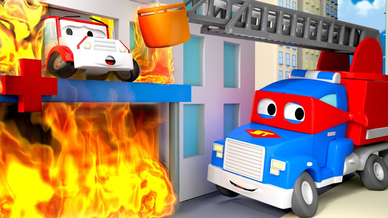 子供向けのトラックのアニメ 病院で火事だ カーシティー 子供向けトラックアニメ Truck For Kids