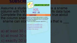 SQL MCQ 29 VARCHAR2 Oracle Interview Exam Question #shorts #dbms #mcq #sql #quiz #ssitlecturestamil