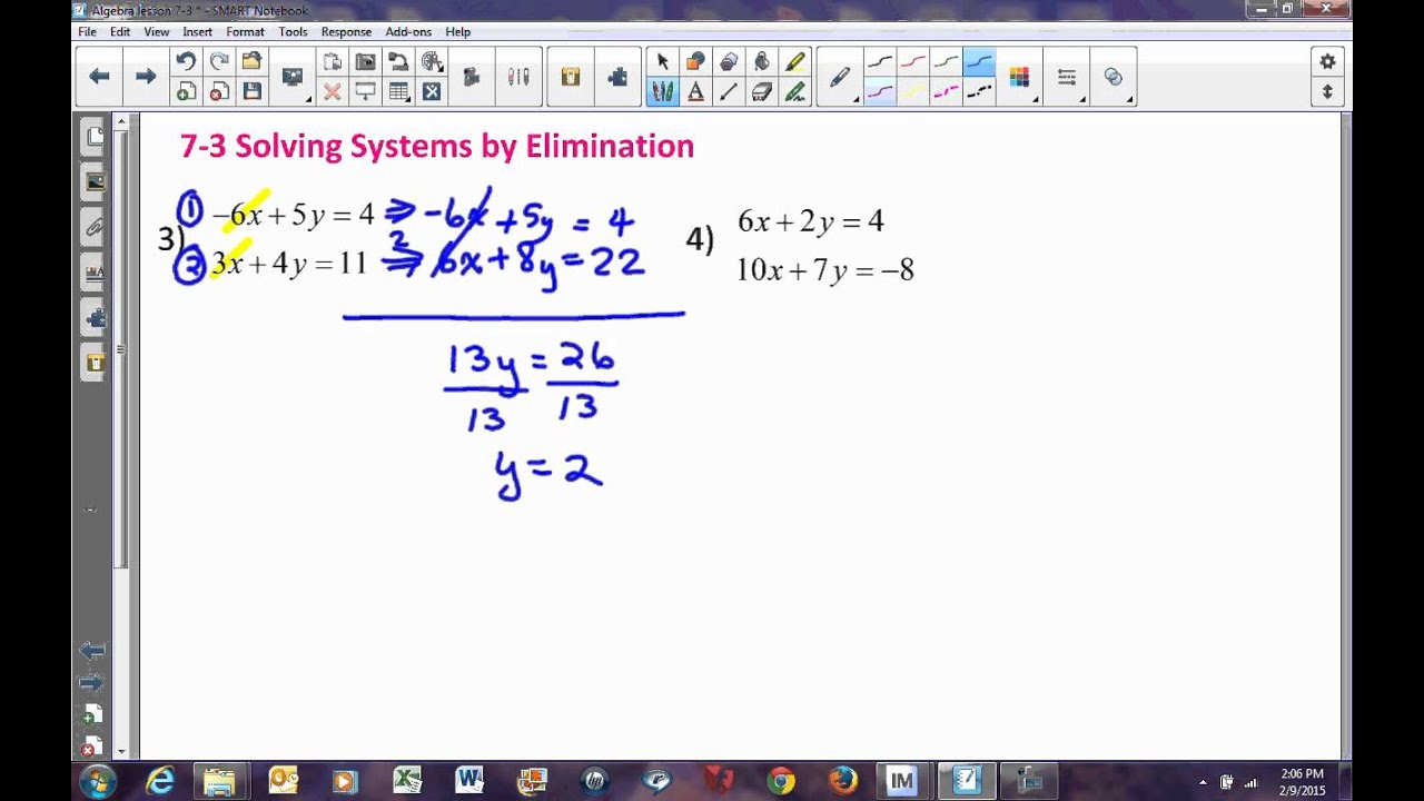 Algebra Lesson 7 3 Solving Systems by Elimination