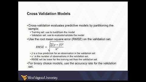 Cross Validation Models